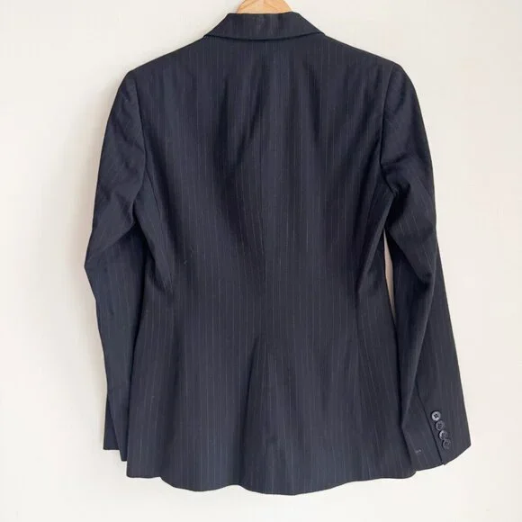 Vintage Ralph Ralph Lauren Double Breasted Pin Striped Navy Blue Blazer 8 - Picture 6 of 8
